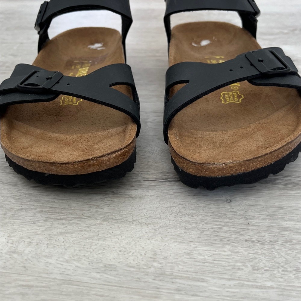 Birkenstock Black Leather Rio Birko Flor Sandals Shoes Arch Support NEW Wmns‎ 40 - Picture 8 of 10